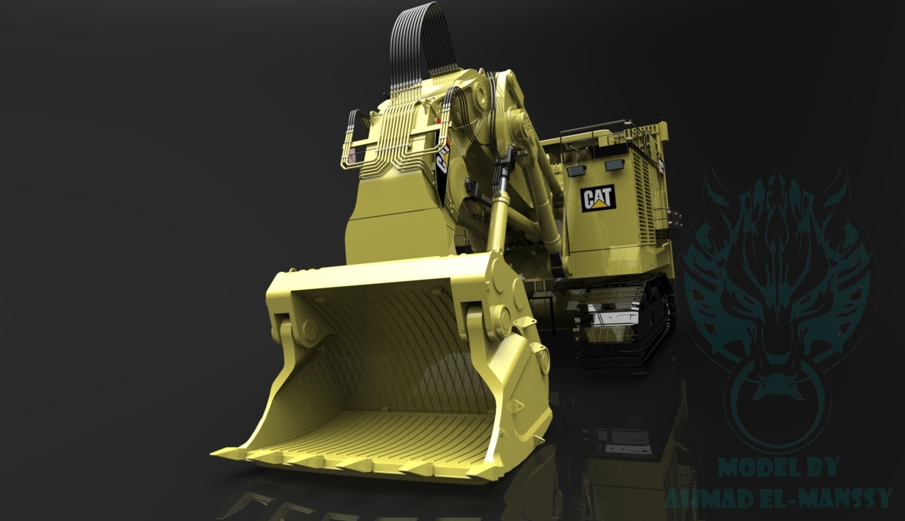 Caterpillar CAT 6021B大型挖掘机造型3D建模图纸 Solidworks设计